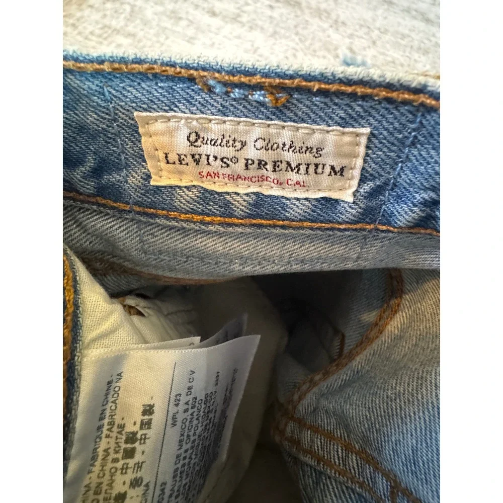 Levis 501 Skinny Distressed High Rise Button Fly Jeans Medium Wash Denim Size 27 - Picture 12 of 13